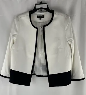 Talbot's Women's White Black Trimmed Formal Jacket Blazer Size 14P NWT