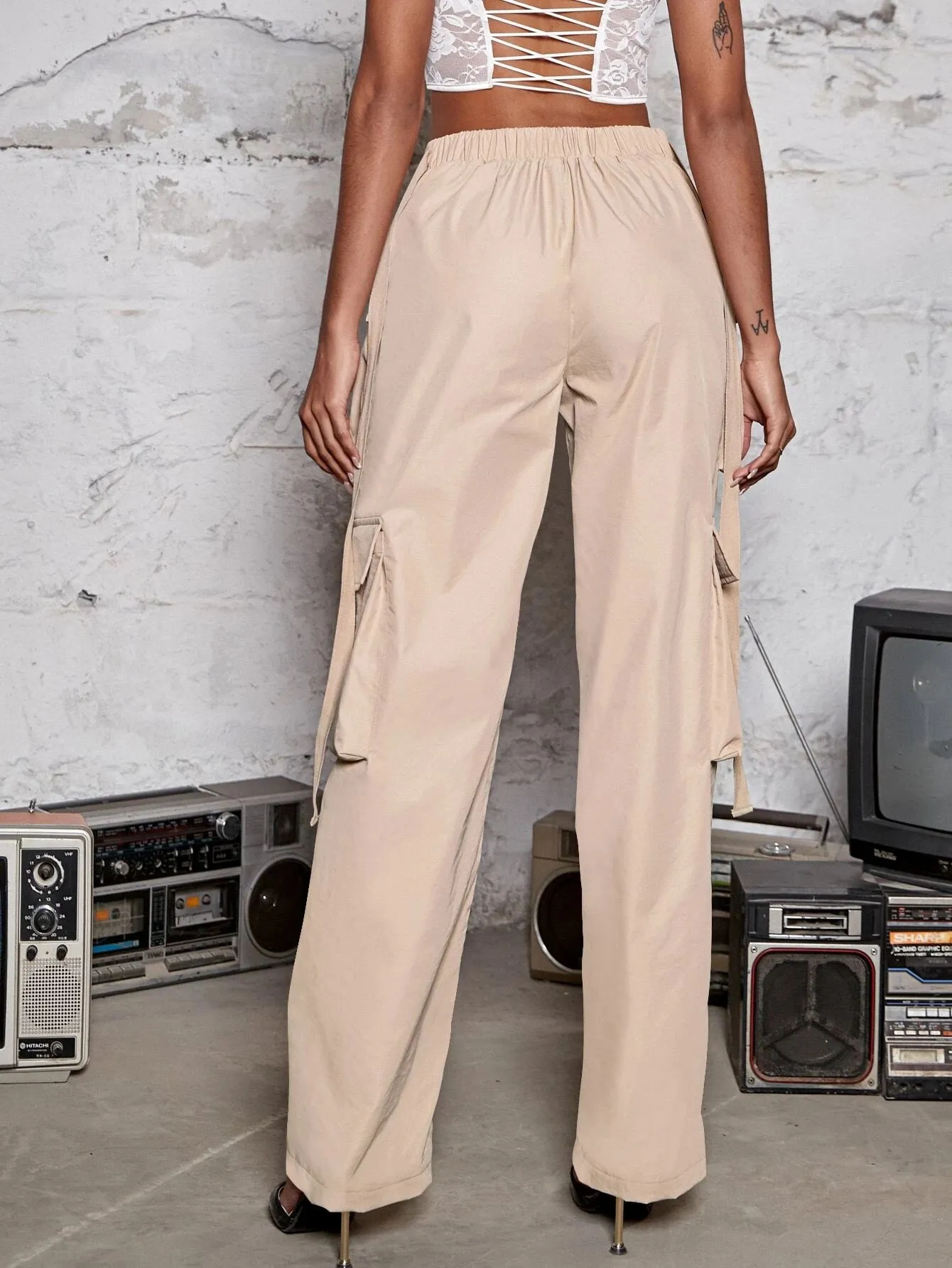 Tape Flap Pocket Side Cargo Parachute Pant