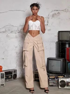 Tape Flap Pocket Side Cargo Parachute Pant