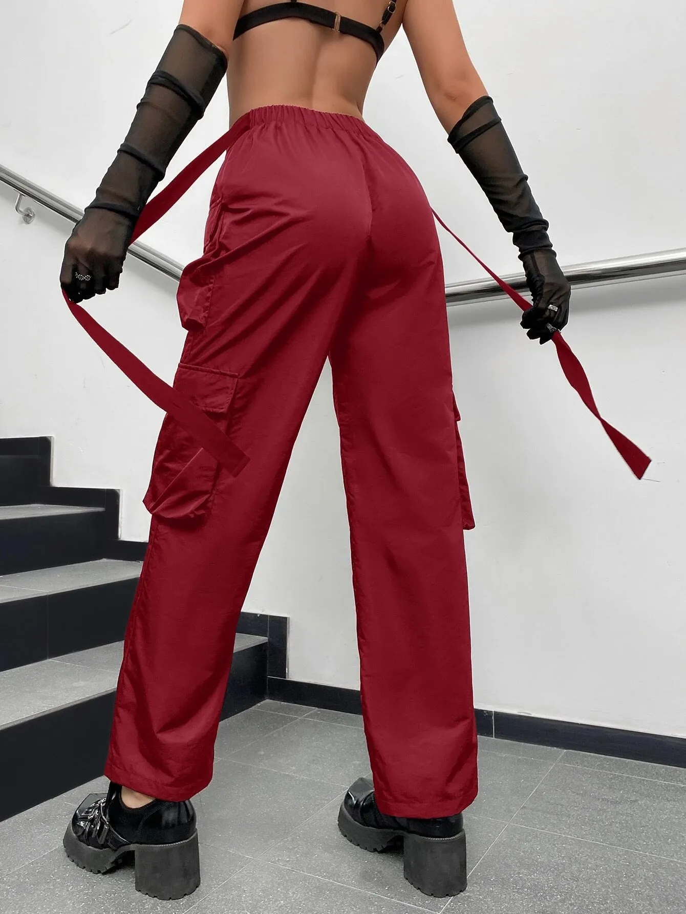 Tape Flap Pocket Side Cargo Parachute Pant