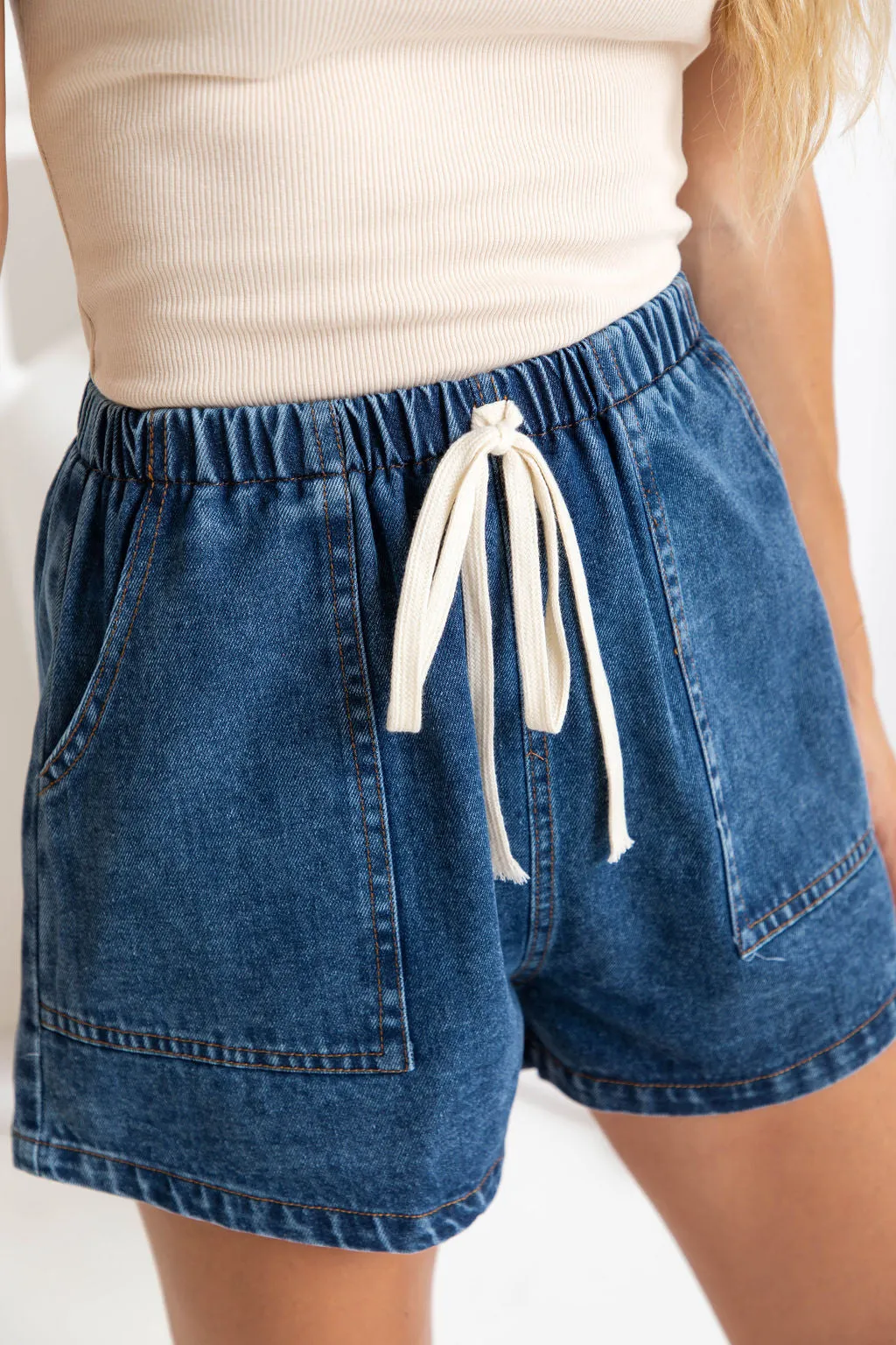 Tasmin Denim Shorts - Dark Wash
