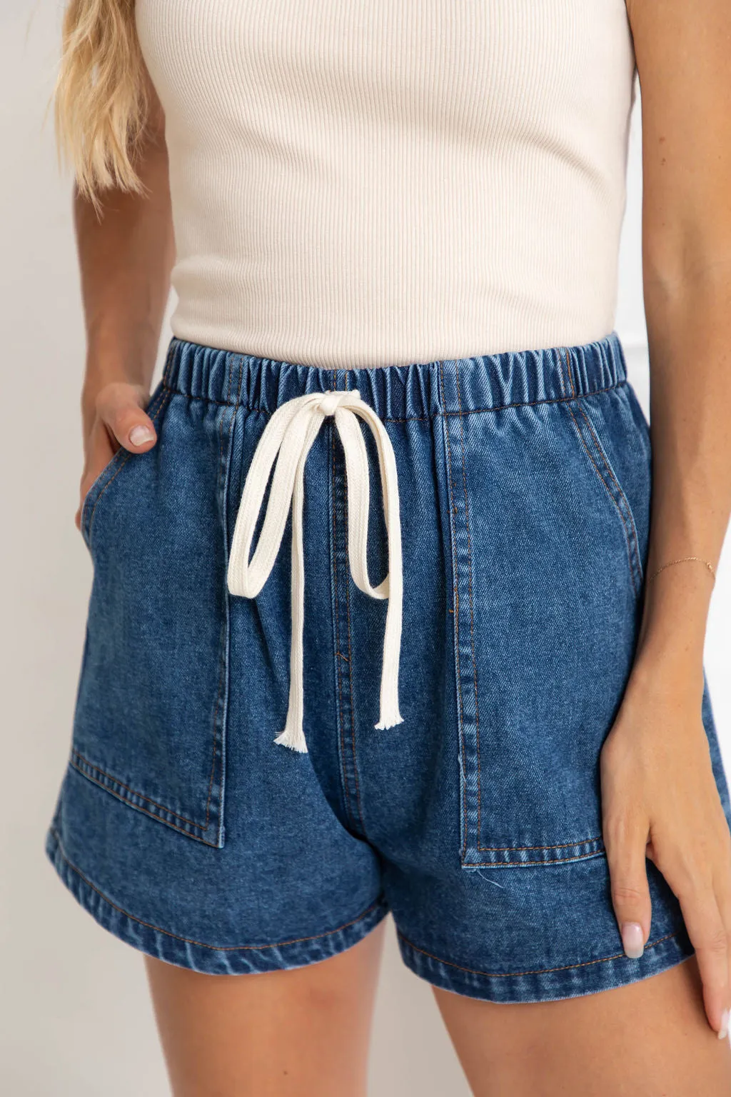 Tasmin Denim Shorts - Dark Wash
