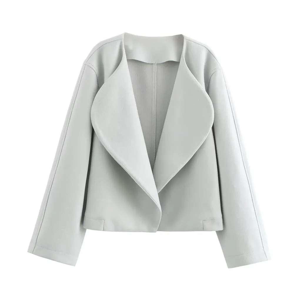 thanksgiving outfit Joskaa Autumn New Product Women's Casual Loose and Versatile Commuter Look Thin Two Color Collar Coat