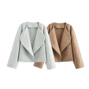 thanksgiving outfit Joskaa Autumn New Product Women's Casual Loose and Versatile Commuter Look Thin Two Color Collar Coat