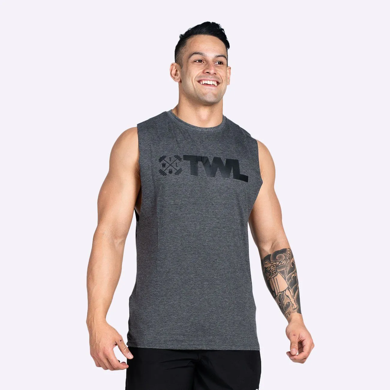 The WOD Life - Men's Classics Gunship Muscle Tank - Charcoal/Black