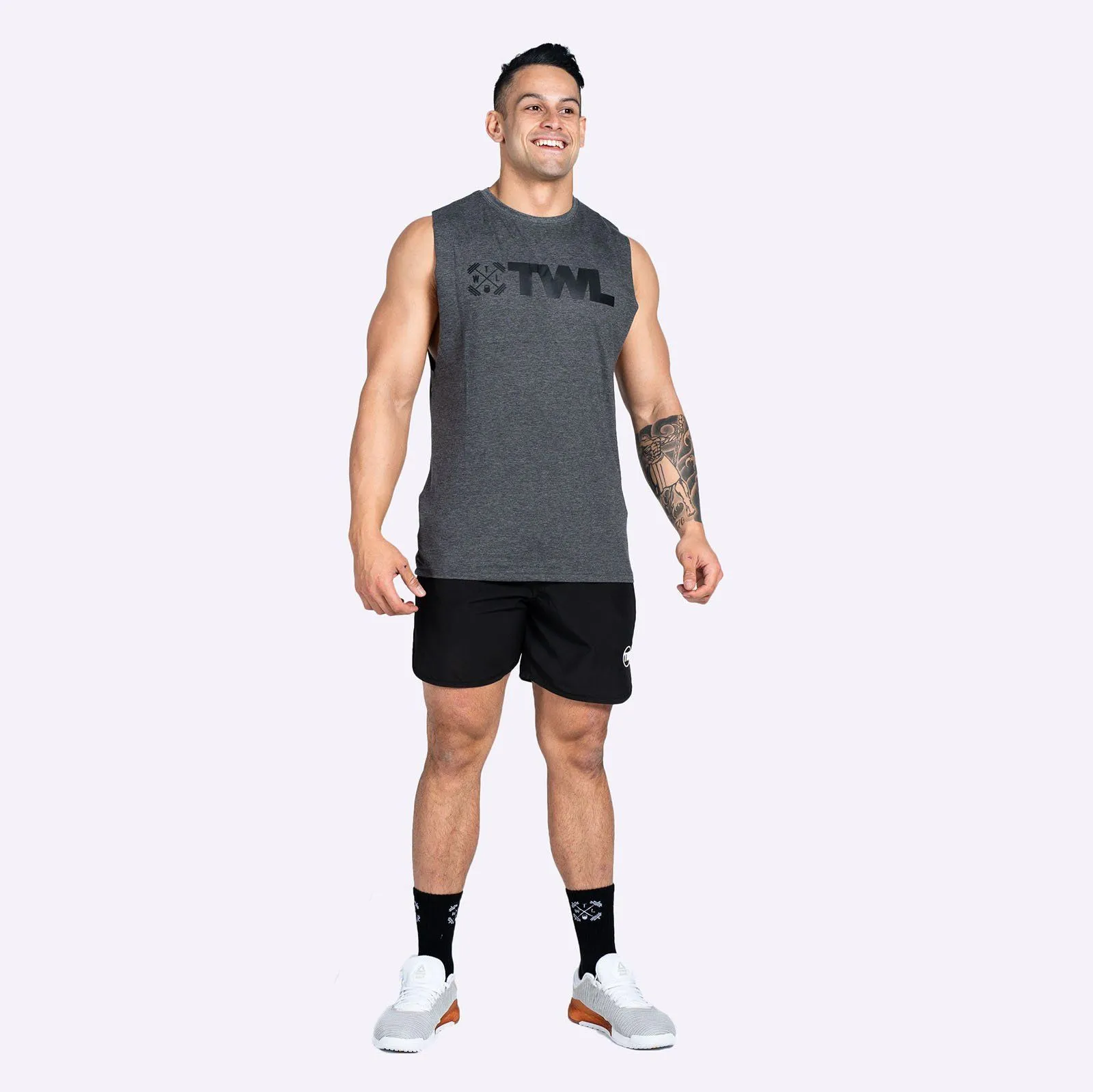 The WOD Life - Men's Classics Gunship Muscle Tank - Charcoal/Black