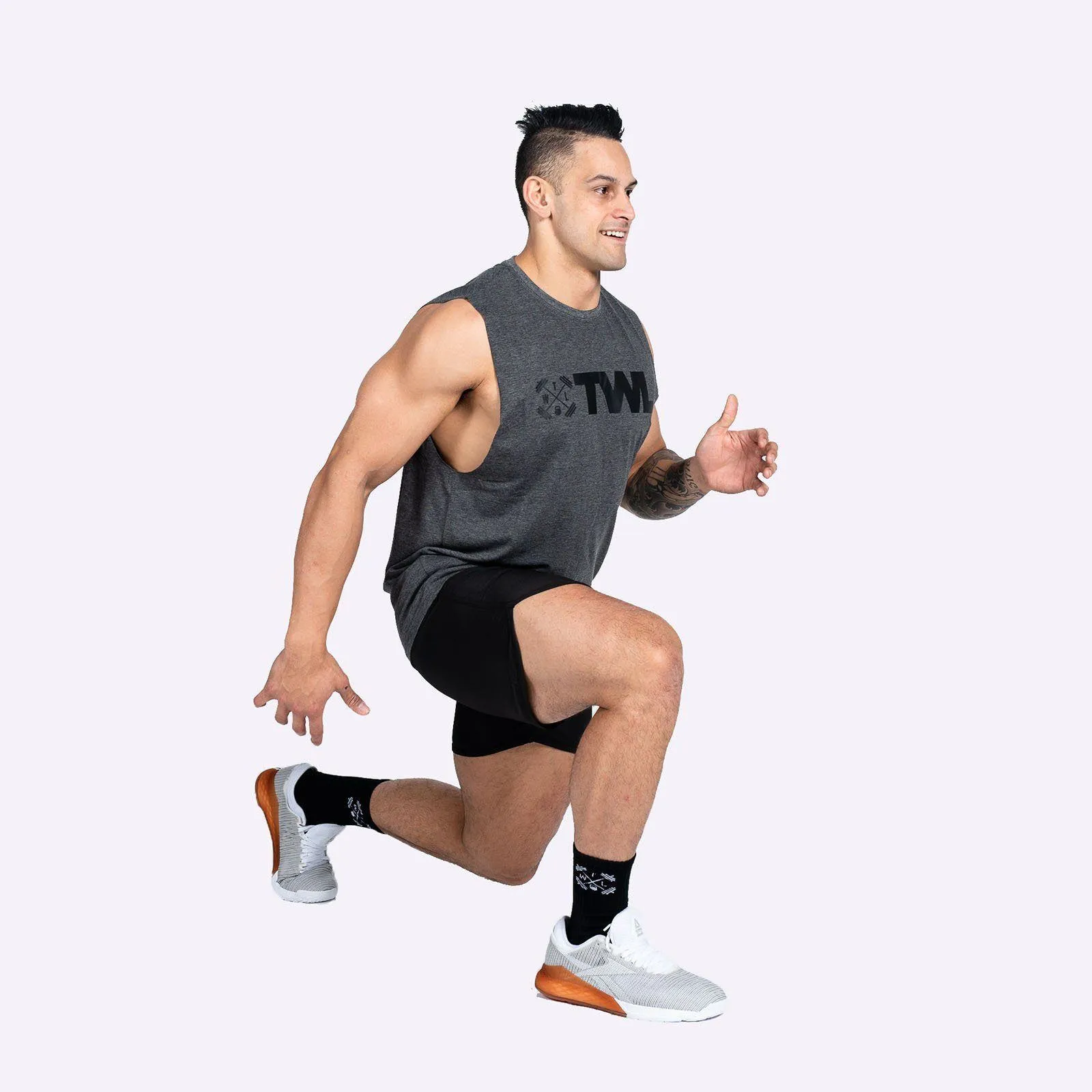 The WOD Life - Men's Classics Gunship Muscle Tank - Charcoal/Black