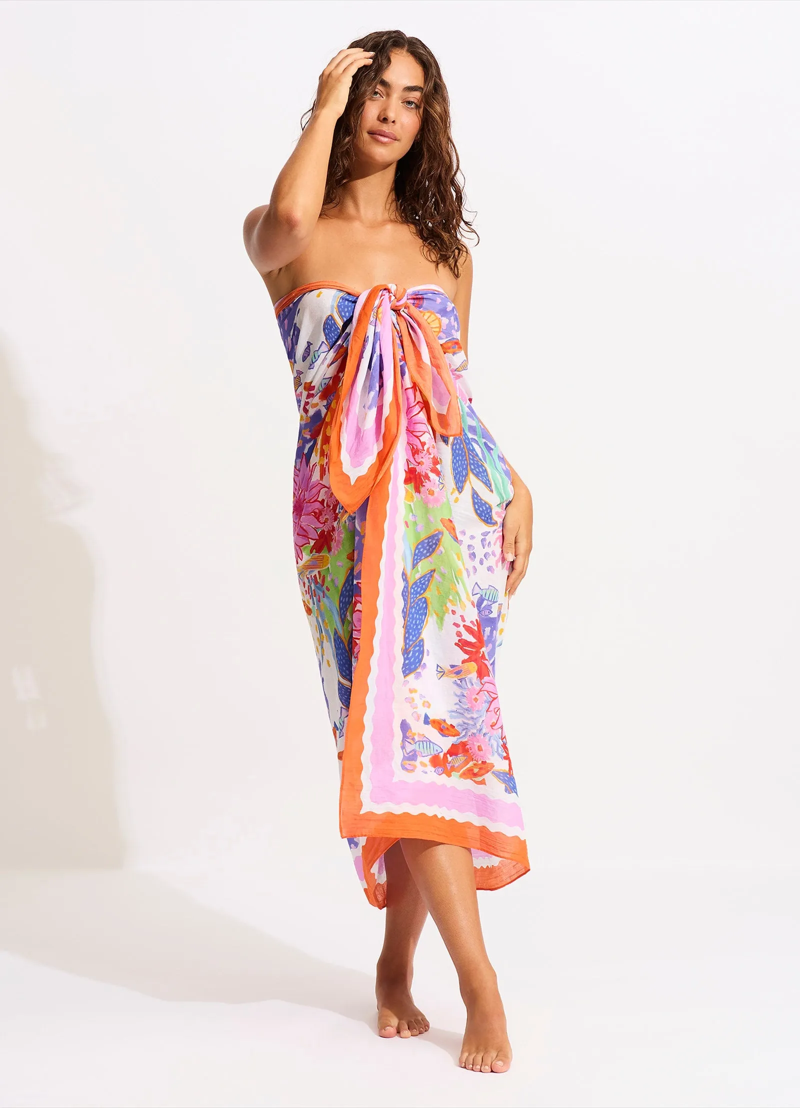 Under The Sea Sarong - White