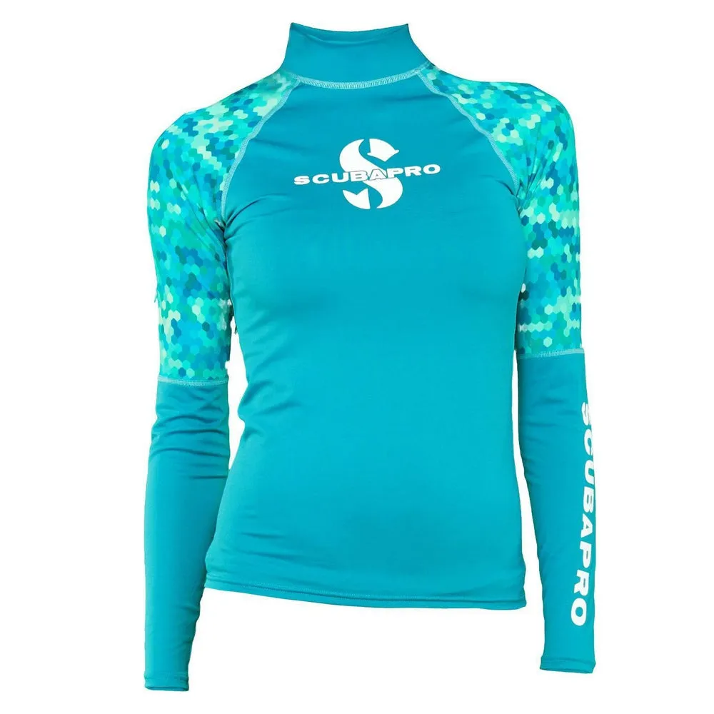 Used ScubaPro Rash Guard Womens, Long Sleeve (UPF50) - Teal Size S