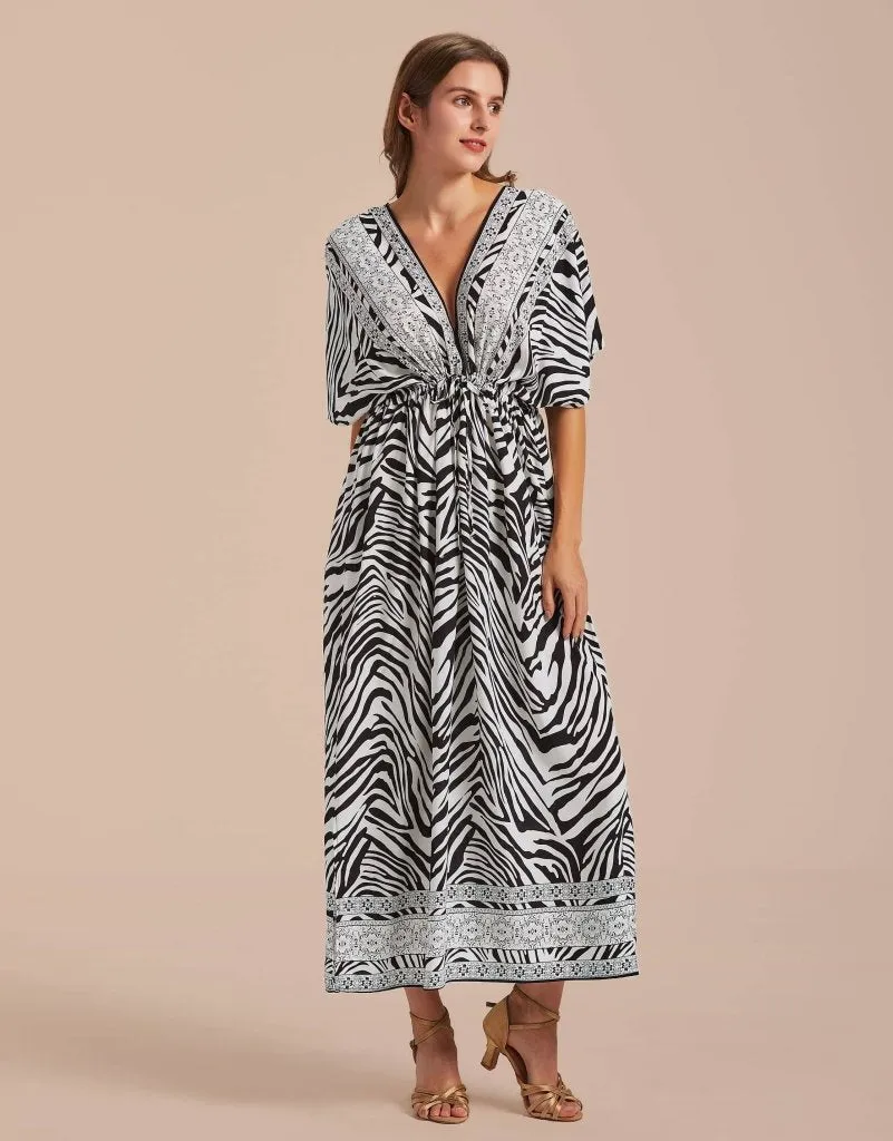 V Neck LoungeWear Swimsuit Caftan Coverups Dress