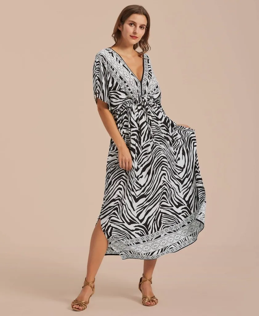 V Neck LoungeWear Swimsuit Caftan Coverups Dress