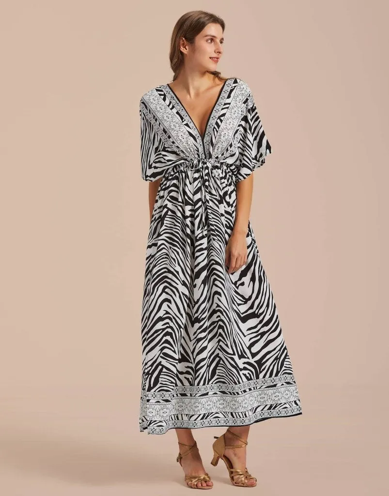 V Neck LoungeWear Swimsuit Caftan Coverups Dress