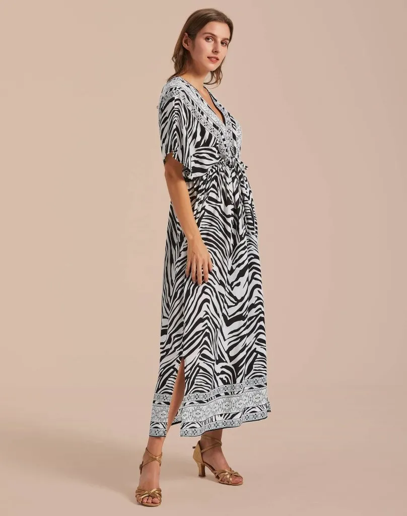 V Neck LoungeWear Swimsuit Caftan Coverups Dress