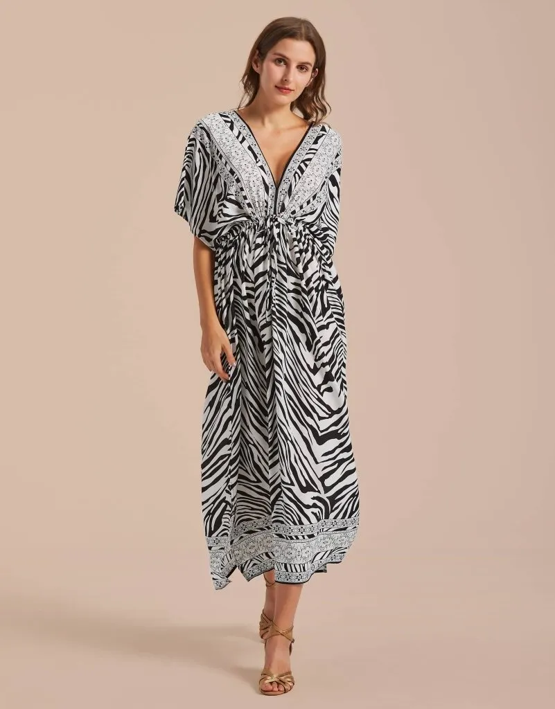 V Neck LoungeWear Swimsuit Caftan Coverups Dress