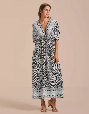 V Neck LoungeWear Swimsuit Caftan Coverups Dress