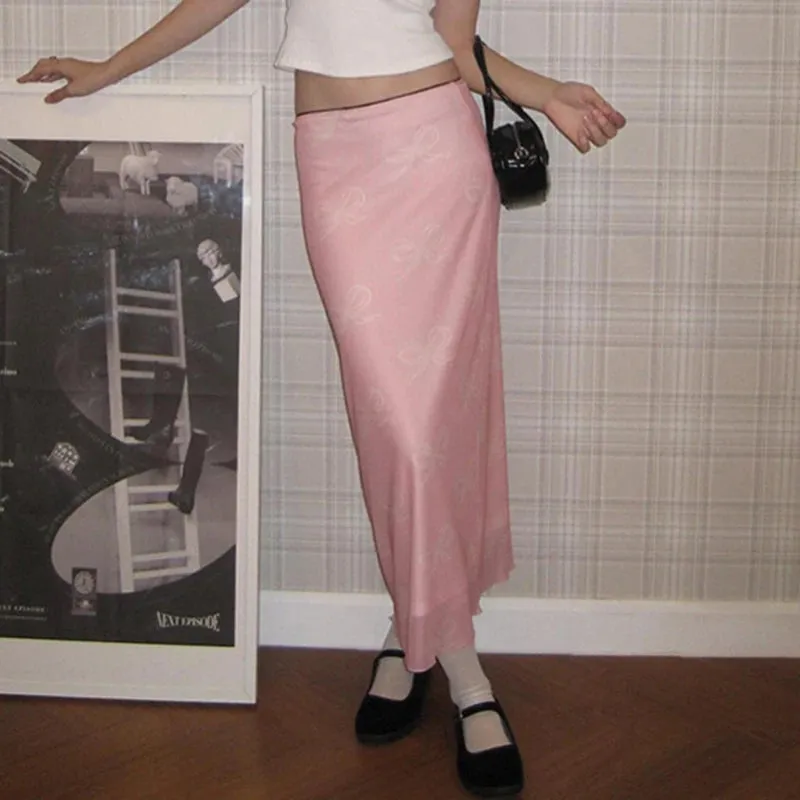 Vintage Frill Bow Printed Mesh Skirt