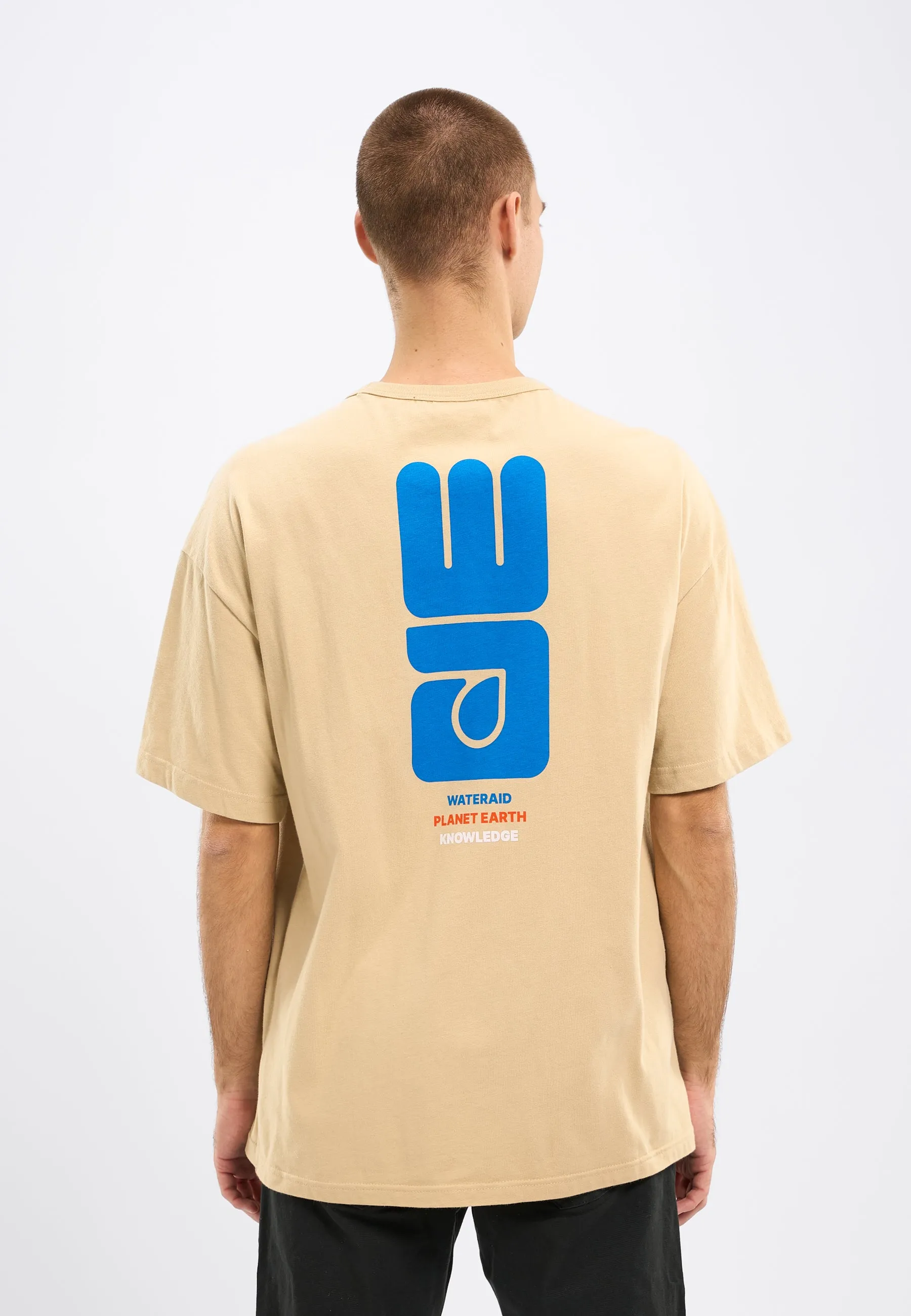 WATERAID oversized t-shirt with chest print and big back print - Safari