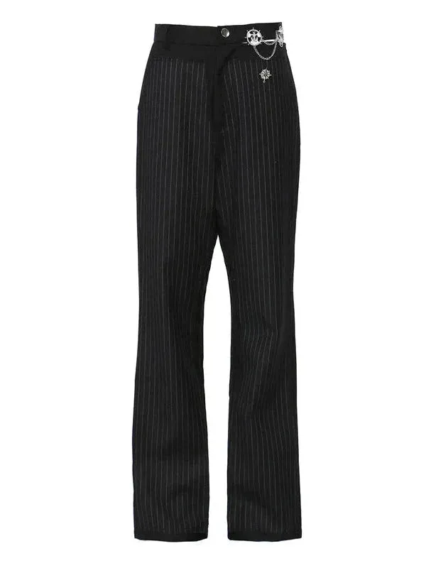 Wenkouban-Winter outfits Christmas Badge Pendant Back Metal Ring Striped Cropped Blazer