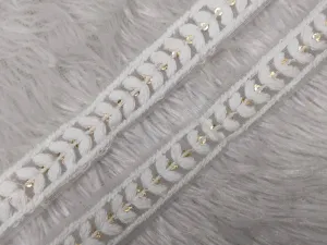 White Embellished Thread Trim