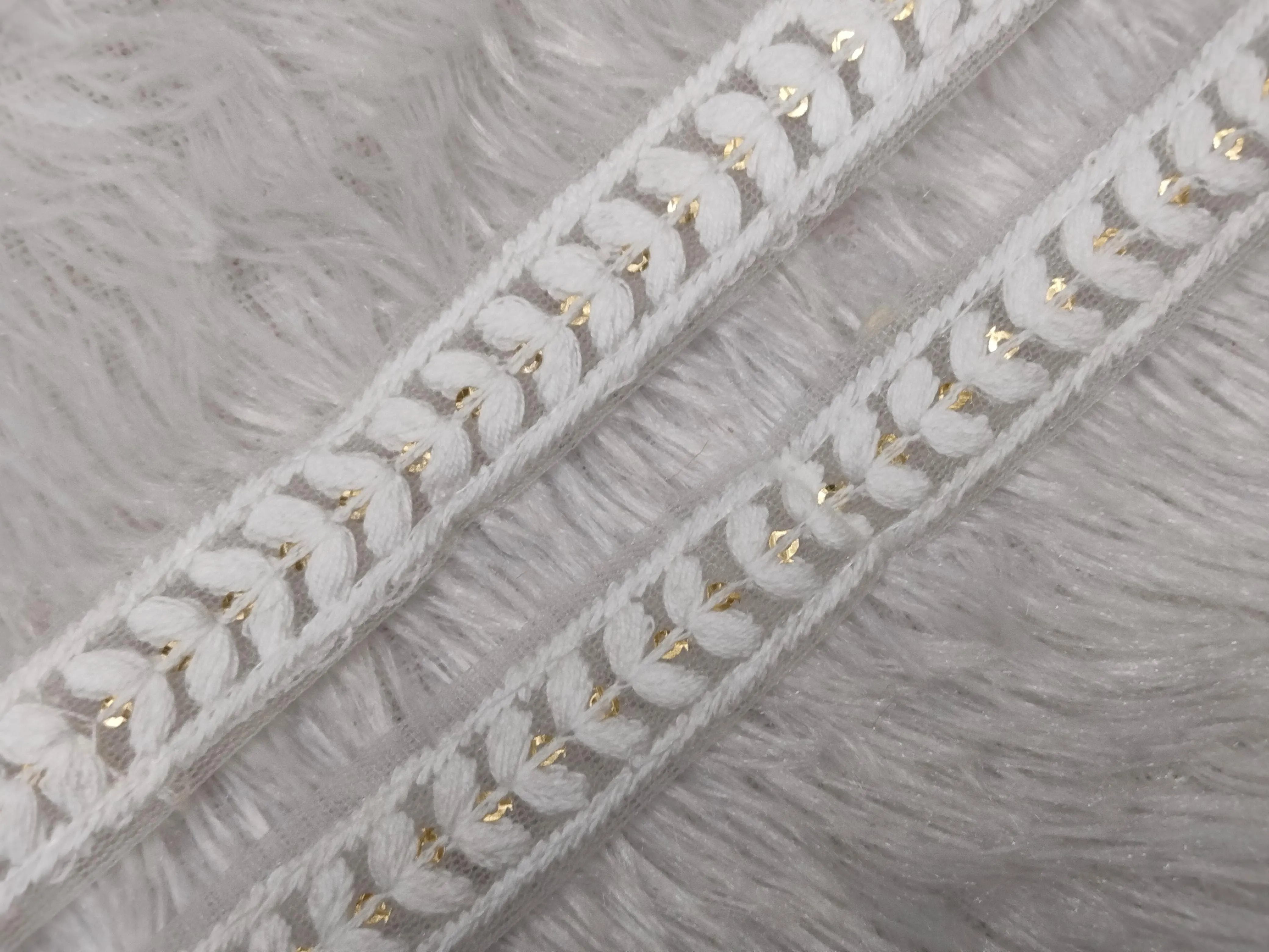 White Embellished Thread Trim