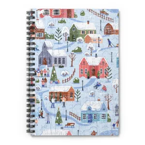 Winter Wonderland Spiral Notebook - Ruled Line: Snowy Village Scene