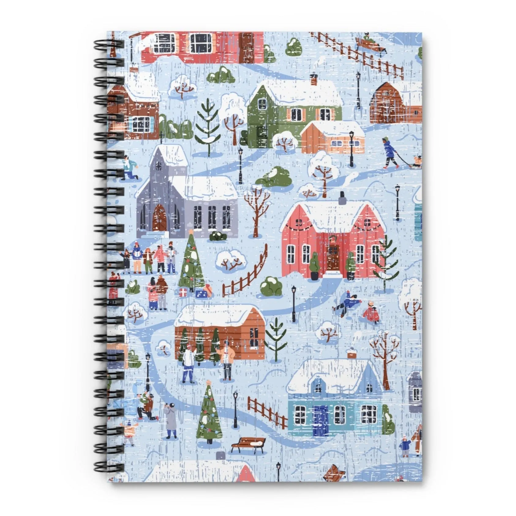 Winter Wonderland Spiral Notebook - Ruled Line: Snowy Village Scene