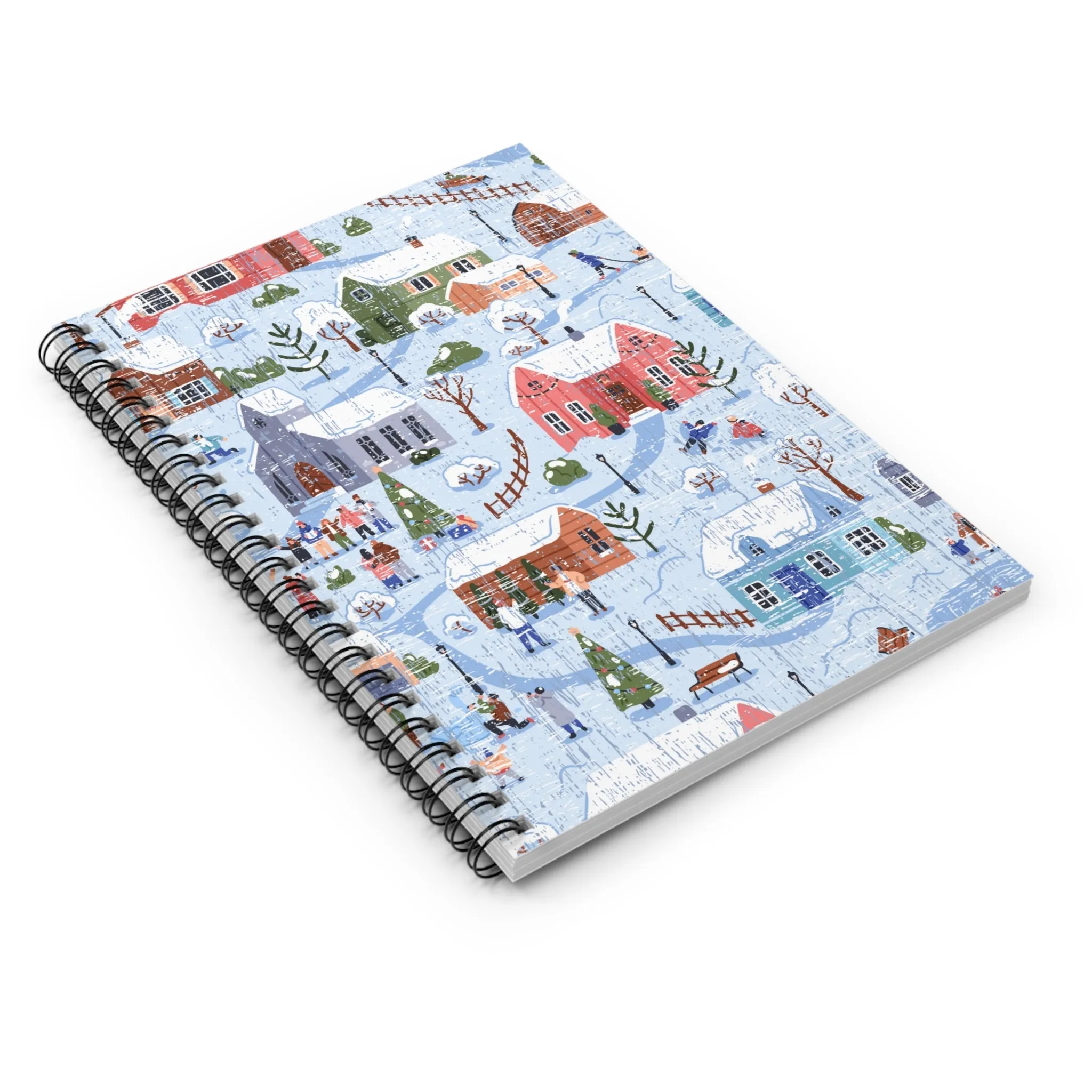 Winter Wonderland Spiral Notebook - Ruled Line: Snowy Village Scene