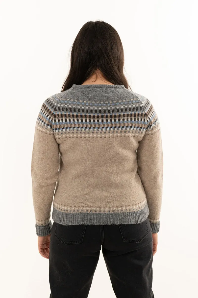 Womens Building Blocks Fair isle Cardigan - Sand