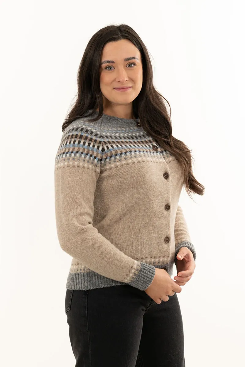 Womens Building Blocks Fair isle Cardigan - Sand