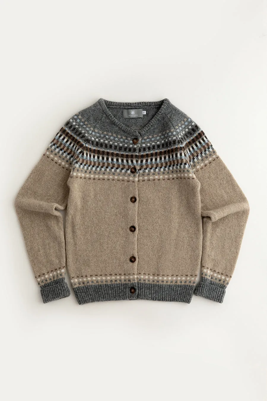 Womens Building Blocks Fair isle Cardigan - Sand