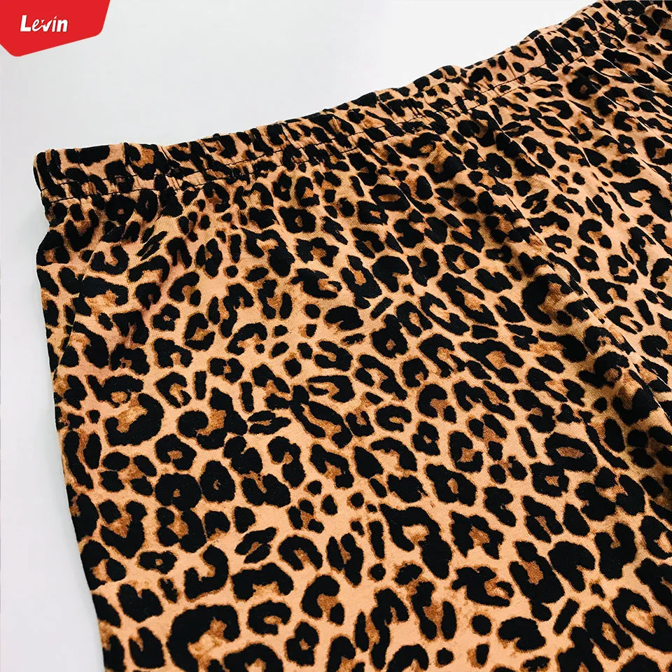Women's Cotton Leopard Print Sport Biker Shorts