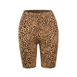 Women's Cotton Leopard Print Sport Biker Shorts
