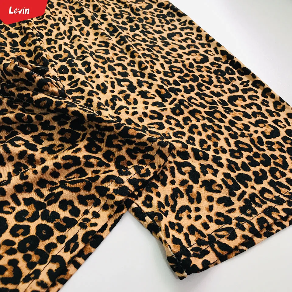 Women's Cotton Leopard Print Sport Biker Shorts