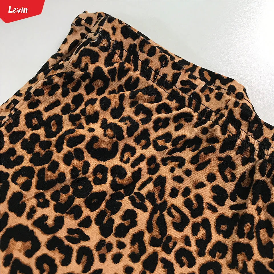 Women's Cotton Leopard Print Sport Biker Shorts