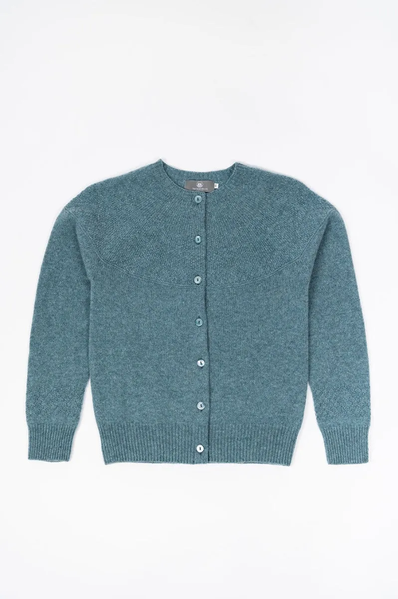 Womens Geelong Superfine Lambswool Gansey Cardigan - Sage