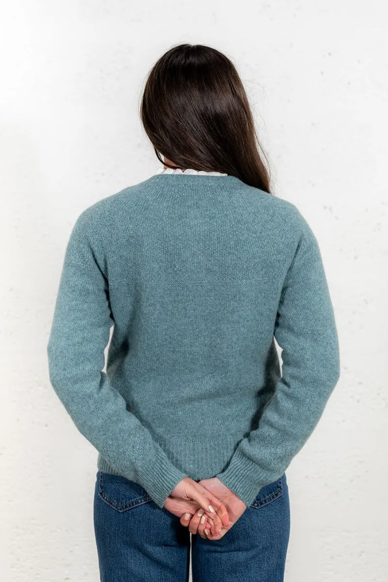Womens Geelong Superfine Lambswool Gansey Cardigan - Sage