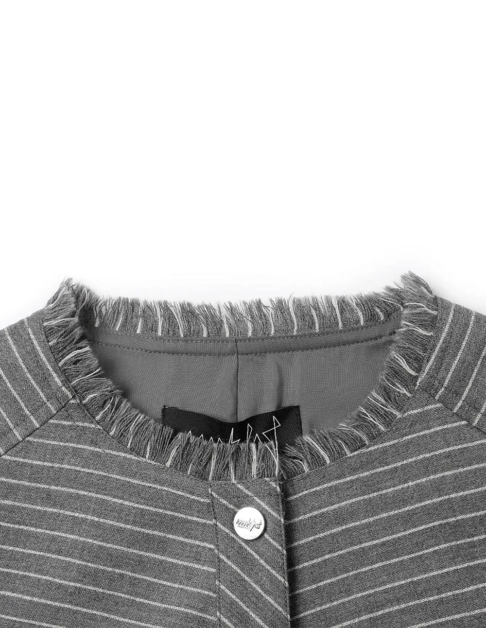 Women's Grey Striped Wool Frayed Vest