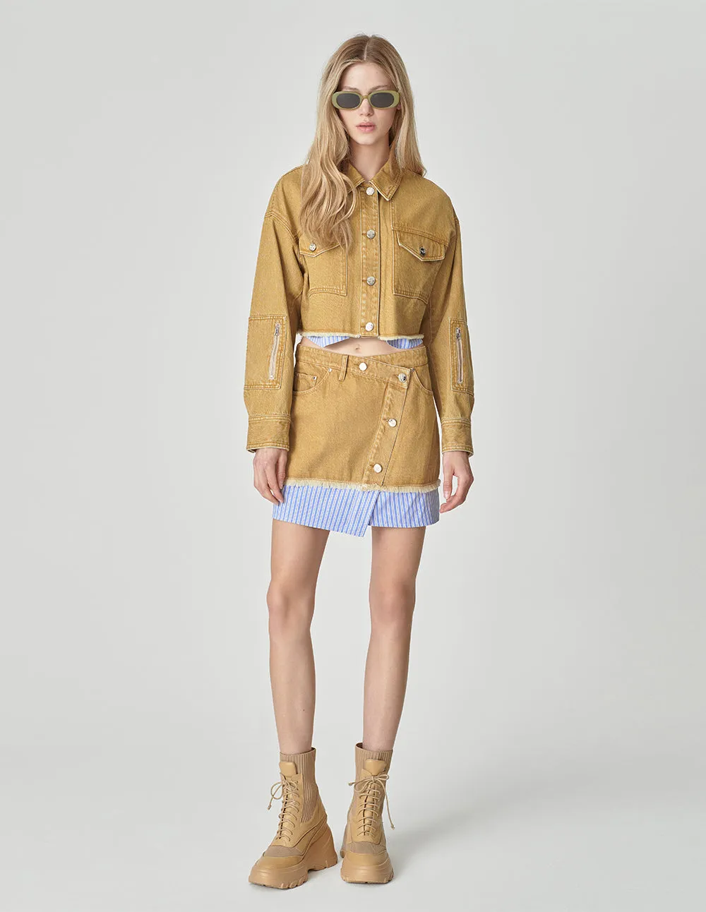 Women's Patchwork Washed Denim Jacket
