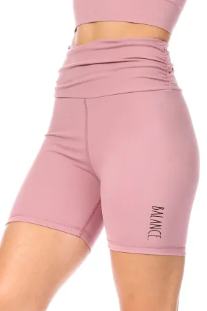 Women's "BALANCE" High-Waisted Fold-Over Biker Shorts