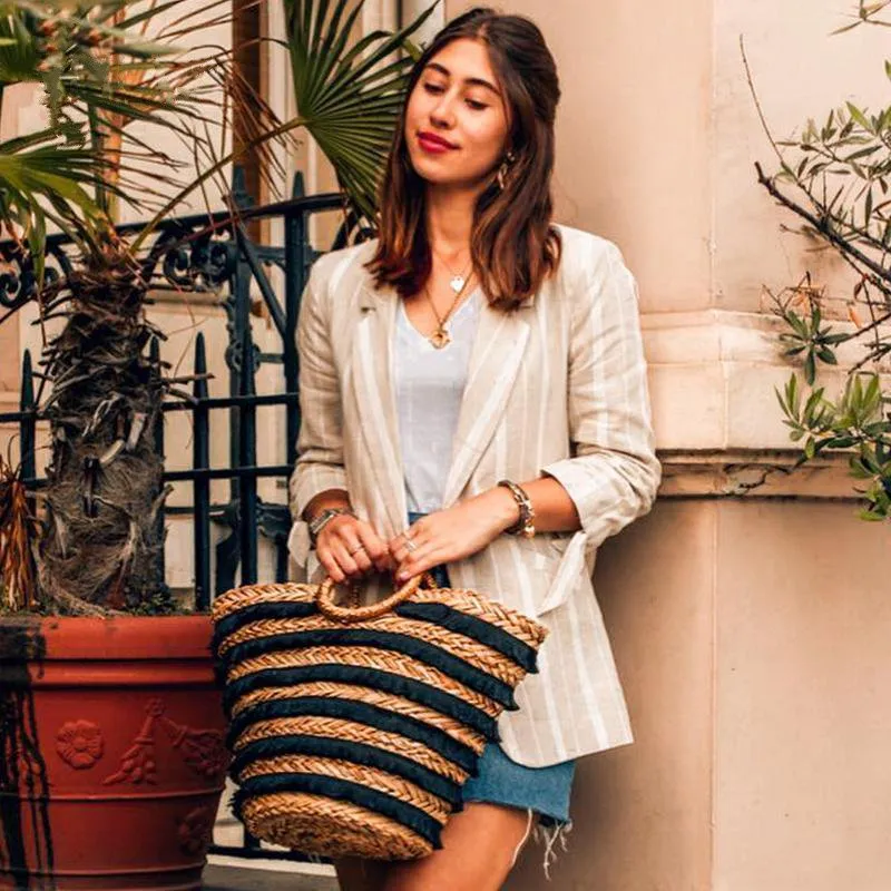 Women's Spring/Summer Casual Polyester Striped Blazer