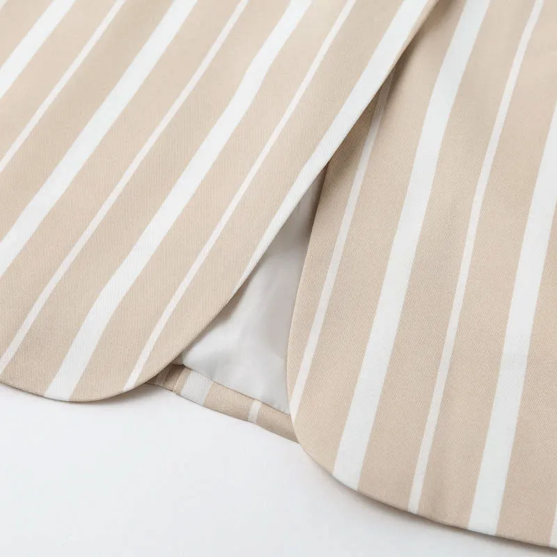 Women's Spring/Summer Casual Polyester Striped Blazer