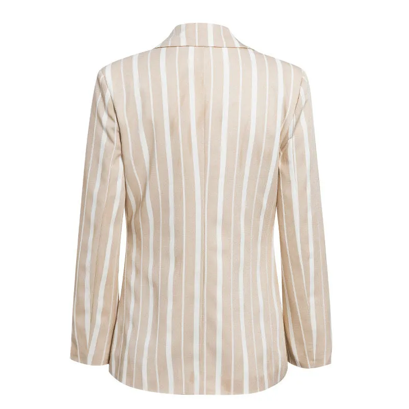 Women's Spring/Summer Casual Polyester Striped Blazer
