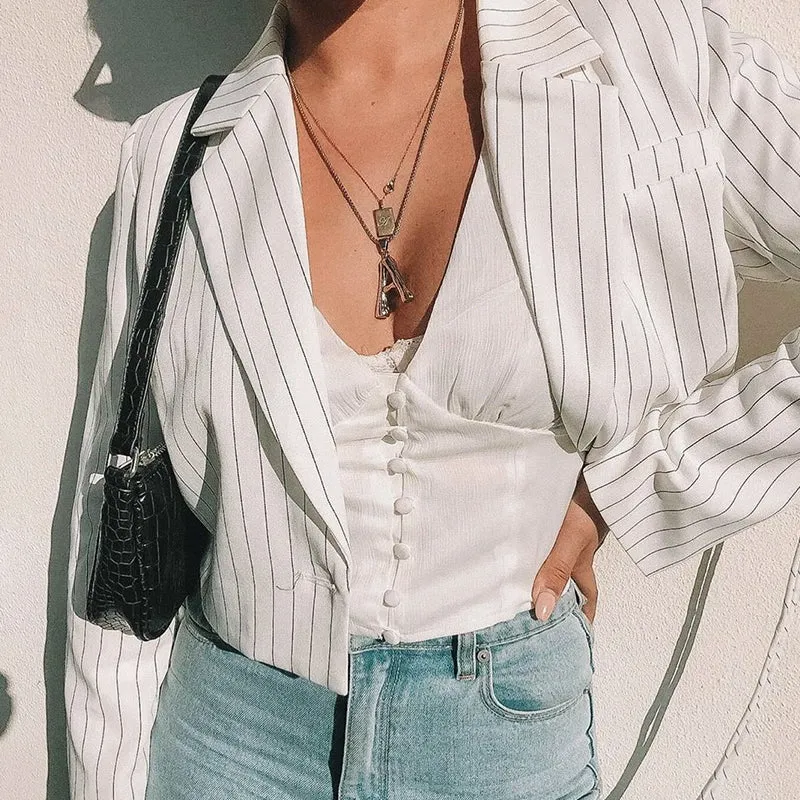 Women's Summer Belted Short Blazer With Pockets