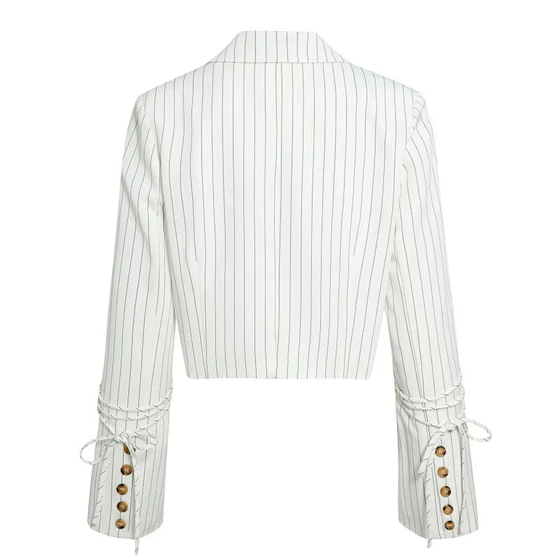Women's Summer Belted Short Blazer With Pockets