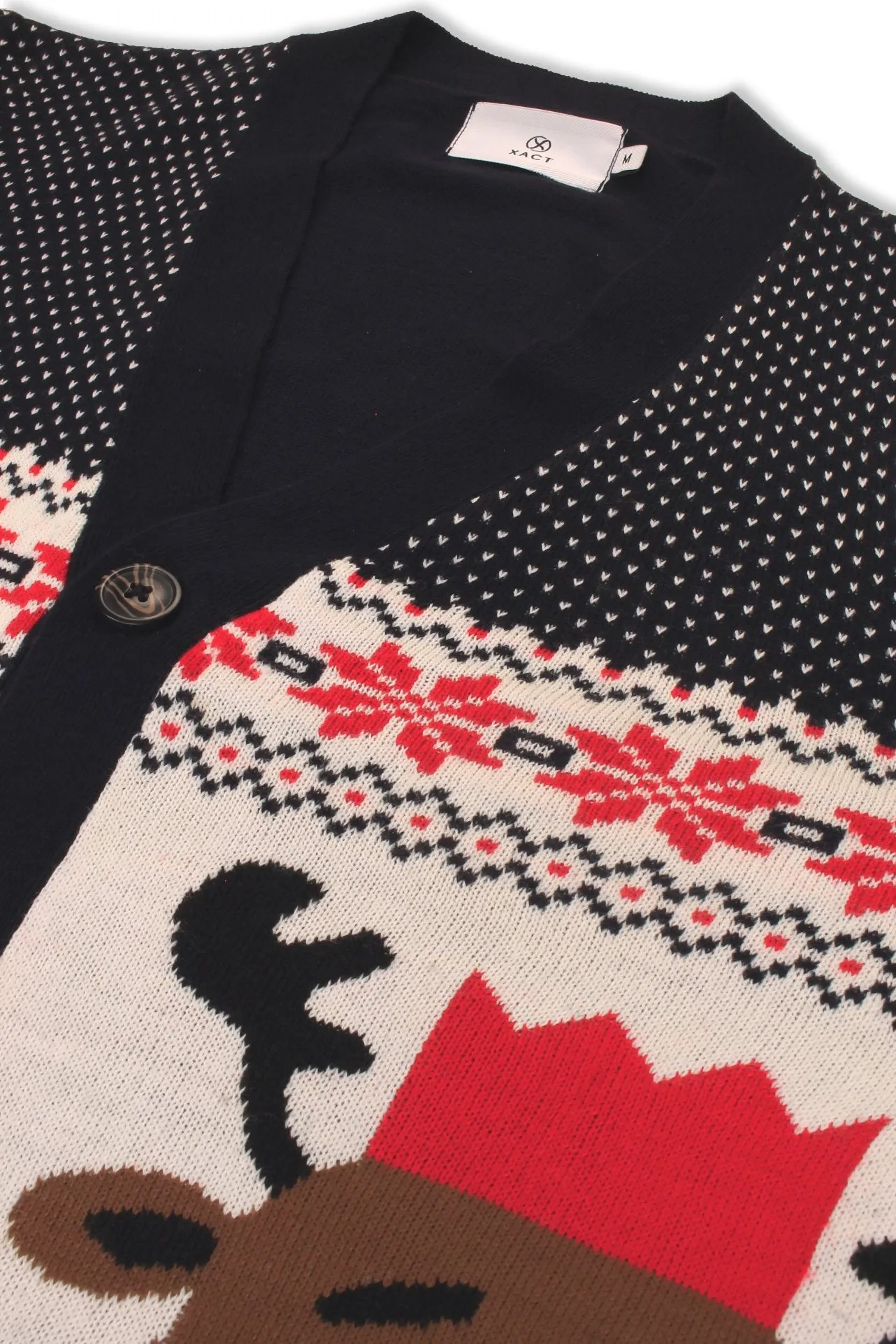 Xact Men's Rudolf Reindeer Button-Up Christmas Cardigan