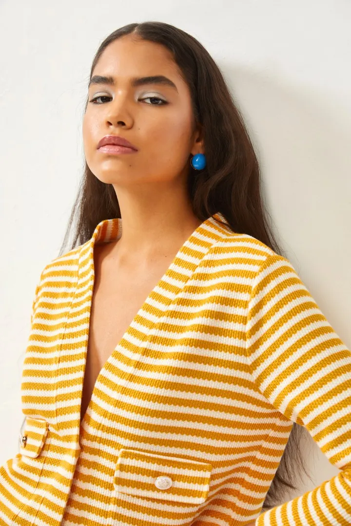 Yellow Pocket Detail Blazer