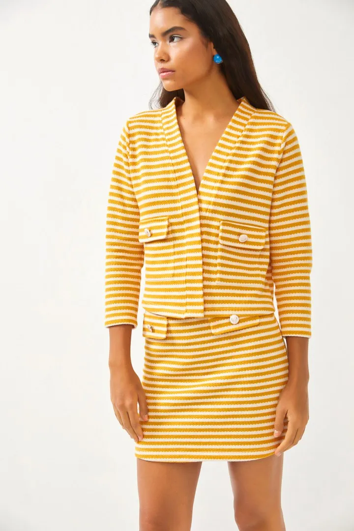Yellow Pocket Detail Blazer