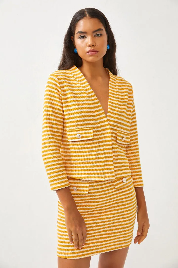 Yellow Pocket Detail Blazer
