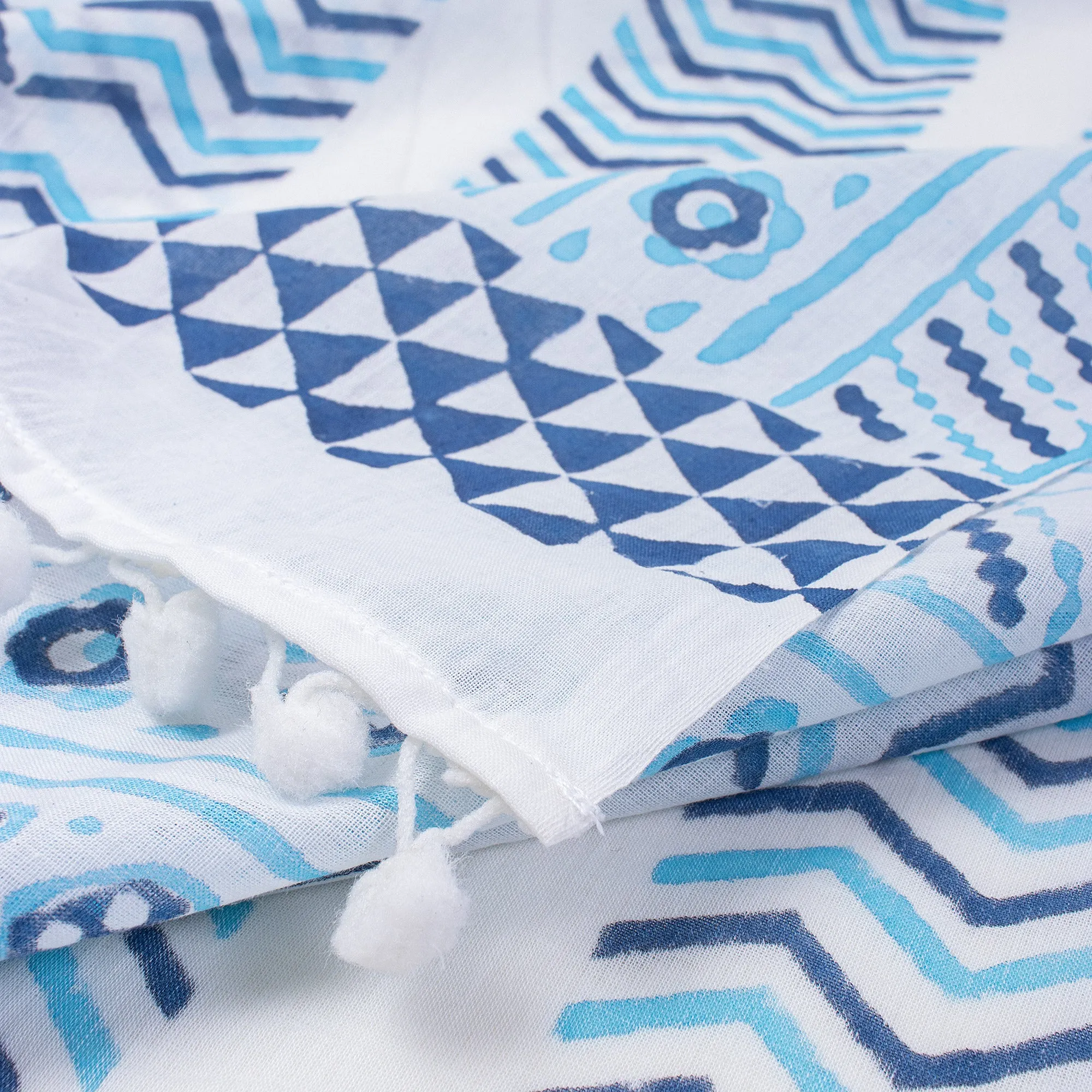 Zig Zag Block Printed Soft Cotton Sexy Swimwear Sarong